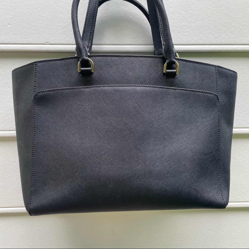 Michael Kors Emmy Double Handle Saffiano Black Leather Tote - Picture 8 of 16